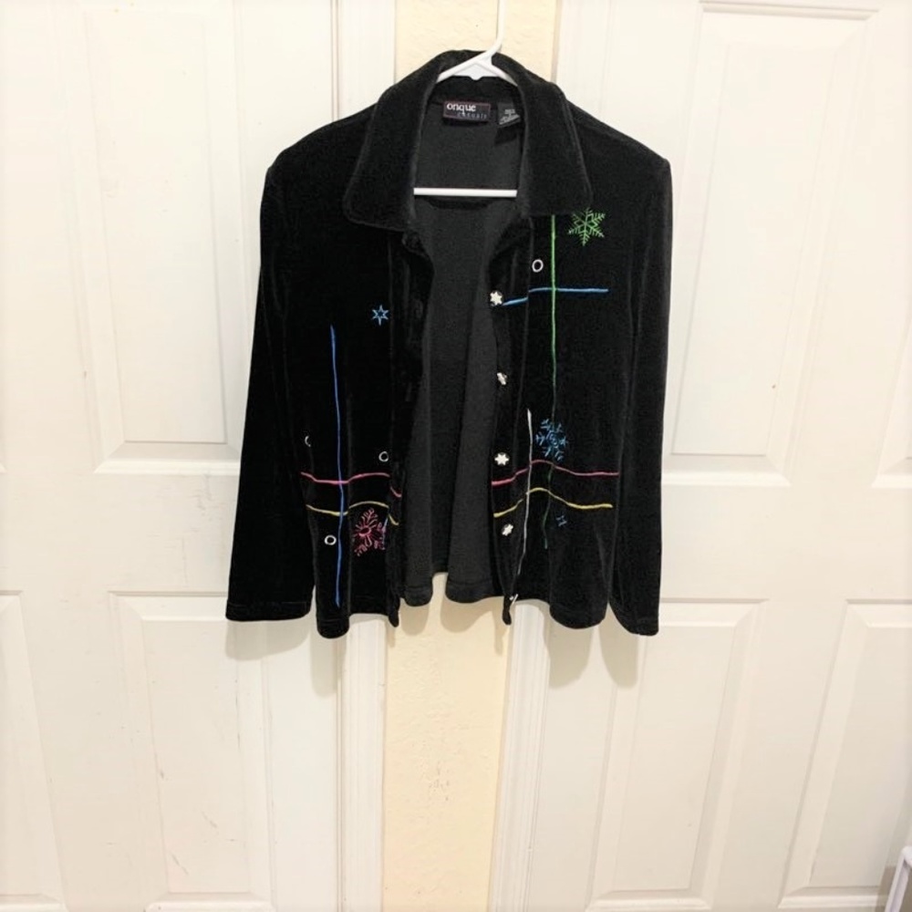 Onque Casual Christmas Sweater Snow Flake Buttons